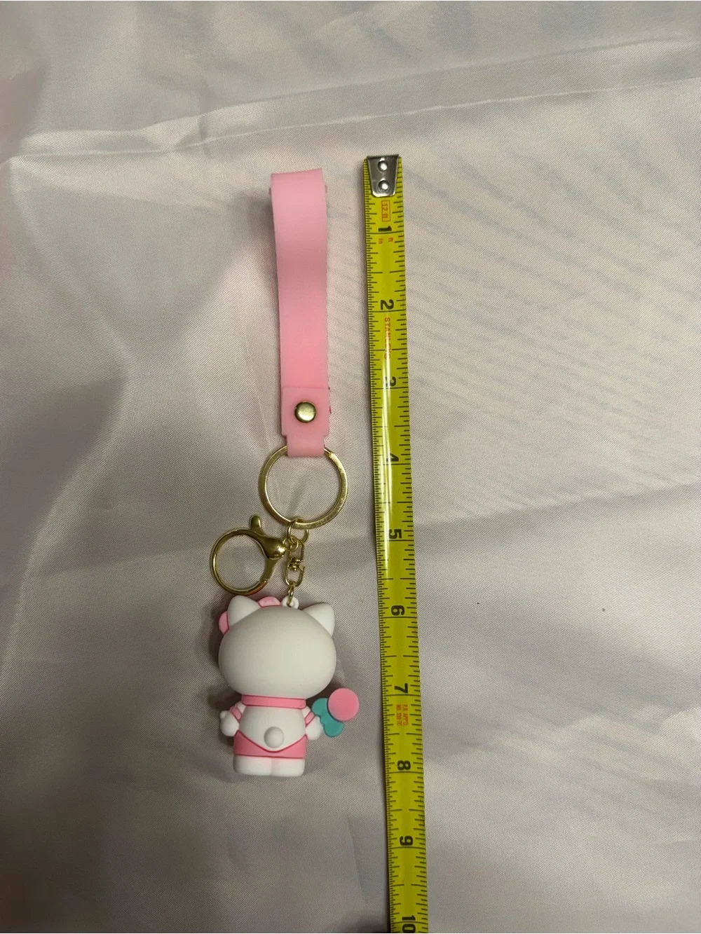 Hello Kitty Pink & White Bow Keychain/ wristlet Figure with Lollipop